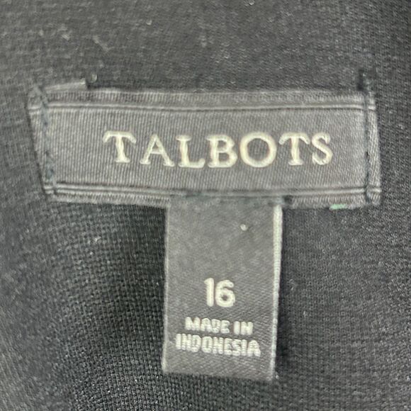 Talbots Black Sleeveless Sheath Dress Pleated Waist Classic LBD Minimalist sz 16 - Picture 10 of 12
